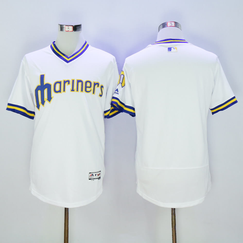 Men Seattle Mariners Blank White Throwback MLB Jerseys